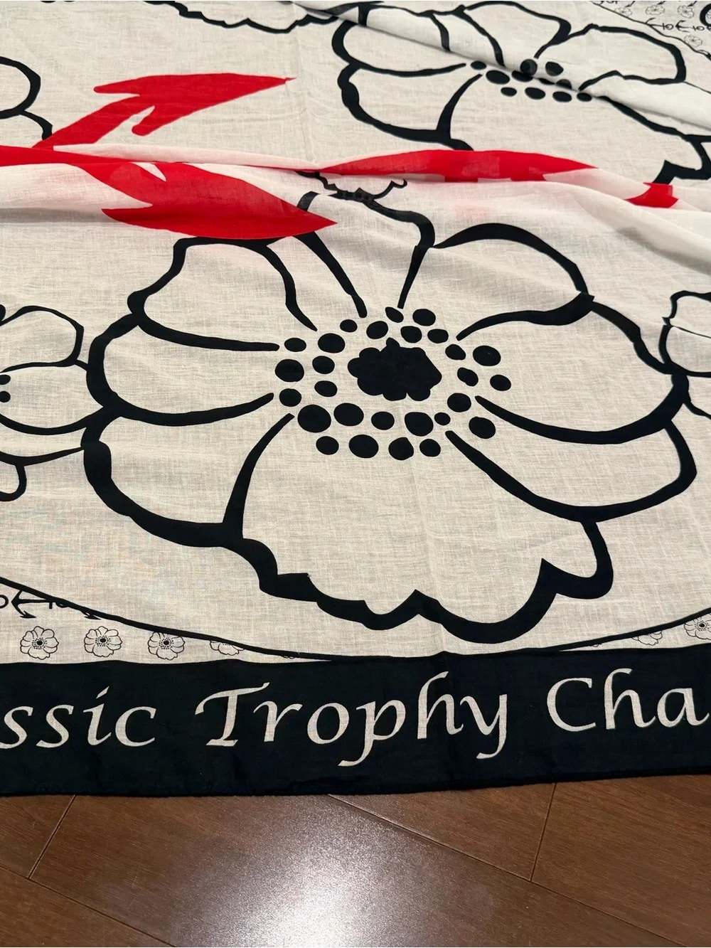 Marinero Cannes Red Anchor Floral Scarf Wrap